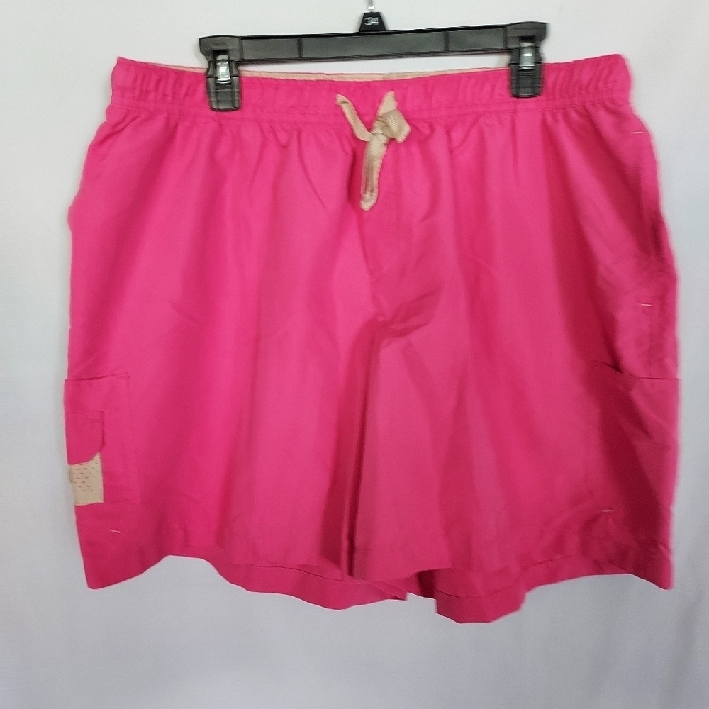 Women’s Pink Elastic Waist Cargo Shorts